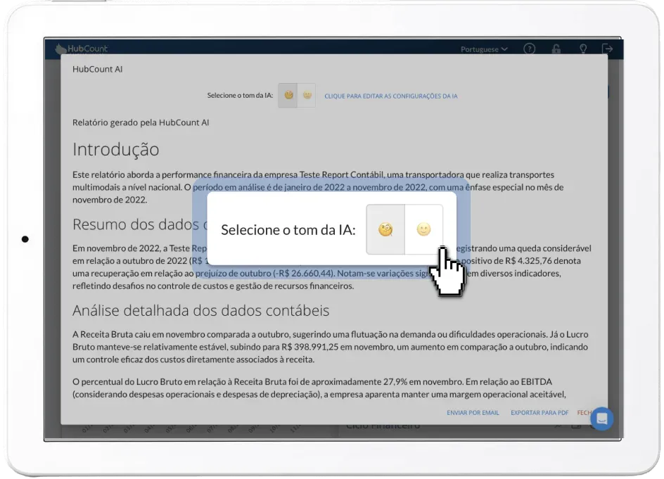 Tela da etapa Passo 04: Escolha o Tom de Voz da análise (opcional)