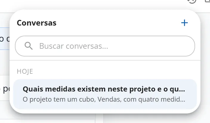 Lista Conversas aberta, com a busca Buscar conversas, o grupo Hoje e uma conversa com o título e o começo da última mensagem