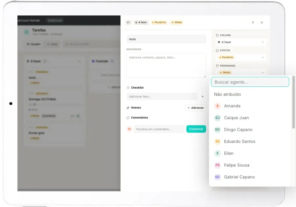 Tela do HubCount Atende: Direcione de forma automática cada conversa para o time certo